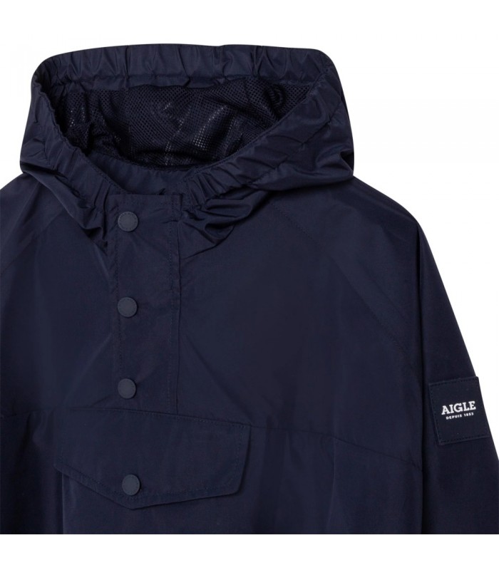 AIGLE poncho de lluvia con capucha. Azul Marino