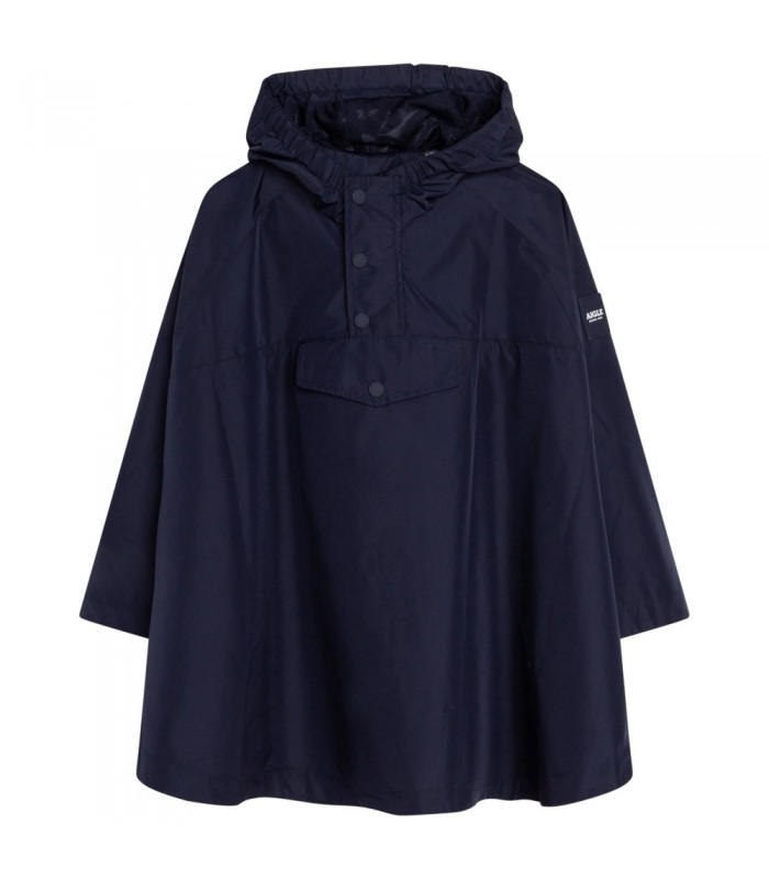 AIGLE poncho de lluvia con capucha. Azul Marino