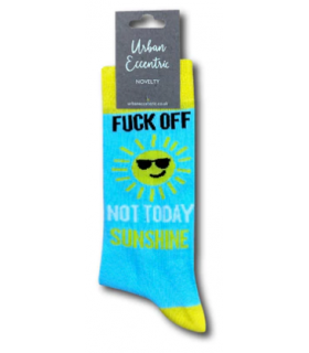 URBAN ECCENTRIC calcetines fuck off. Azul/Amarillo. T/38-42