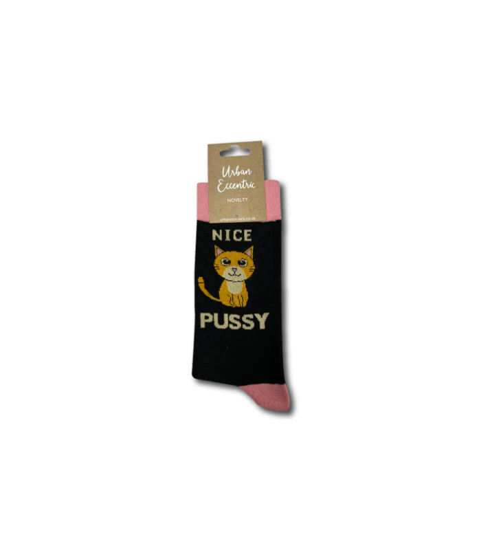 URBAN ECCENTRIC calcetines Pussy. Negro/Rosa. T/38-42
