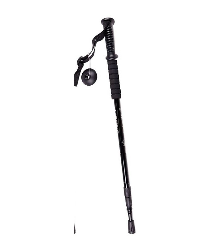 Bastón senderismo aluminio 65-135 cm. 320 gramos. Negro