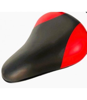 Sillín bicicleta piel sintética, Negro/Rojo, largo 25 cm. ancho 17 cm. aprox.