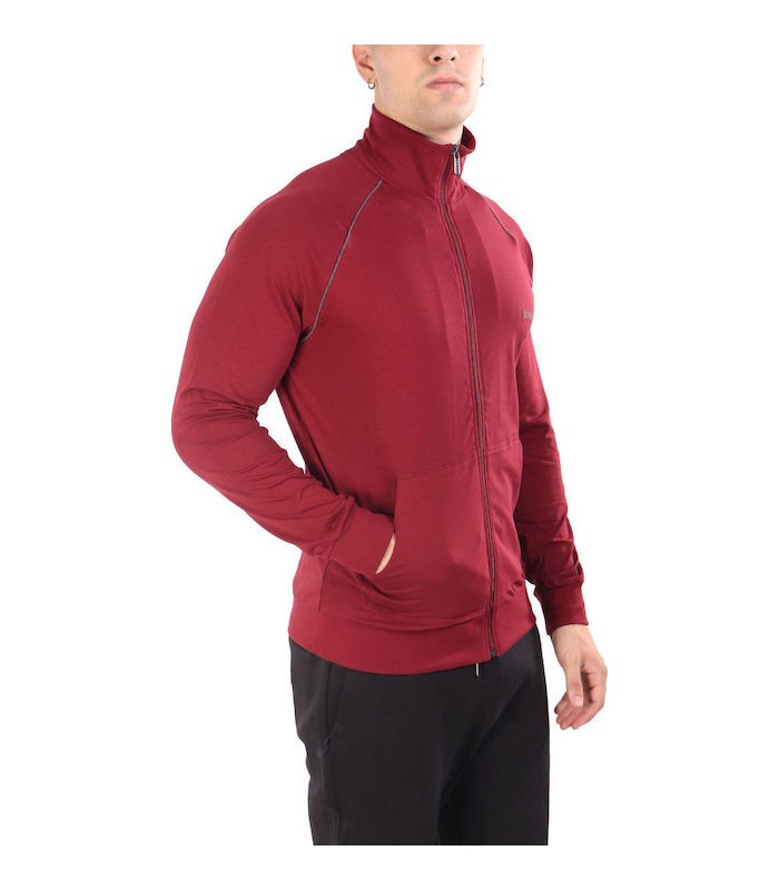 Hugo Boss Chaqueta de algodón elástico con ribetes y logo