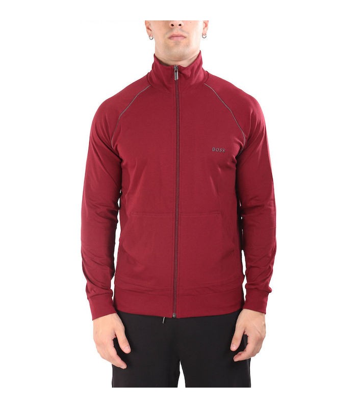 Hugo Boss Chaqueta de algodón elástico con ribetes y logo