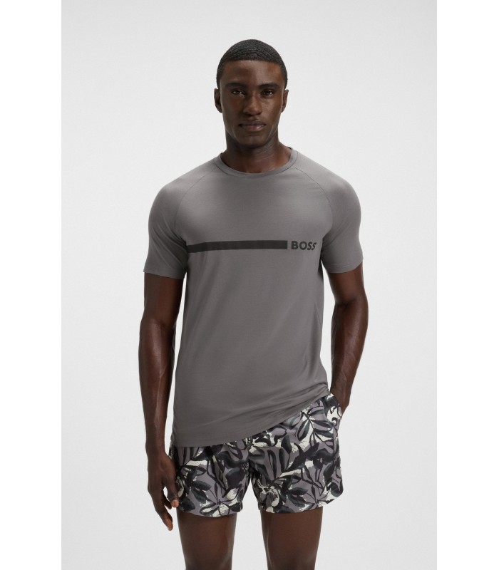 Hugo Boss Camiseta slim fit de punto de algodón con estampado de logo