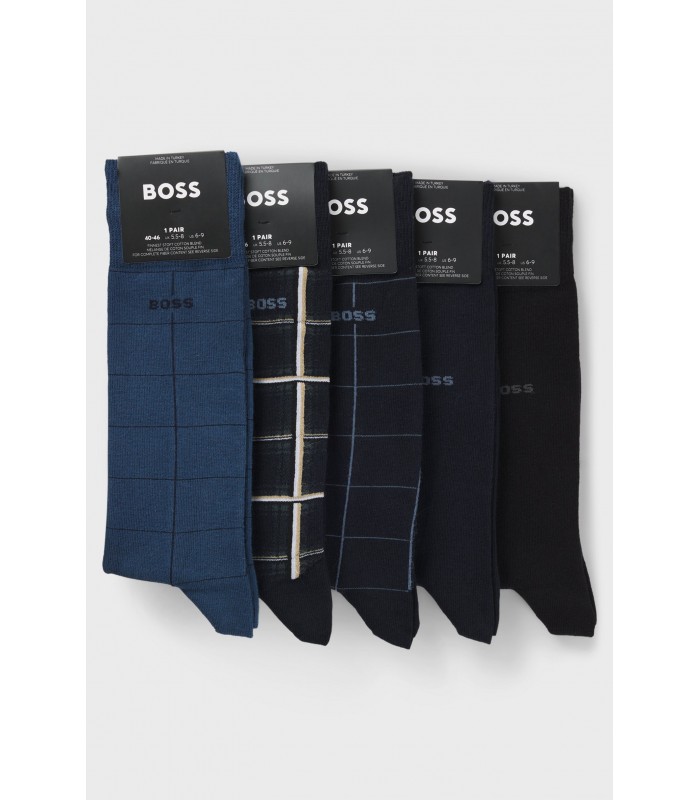 Hugo Boss Paquete de cinco pares de calcetines de largo medio con logos