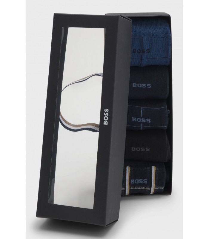 Hugo Boss Paquete de cinco pares de calcetines de largo medio con logos