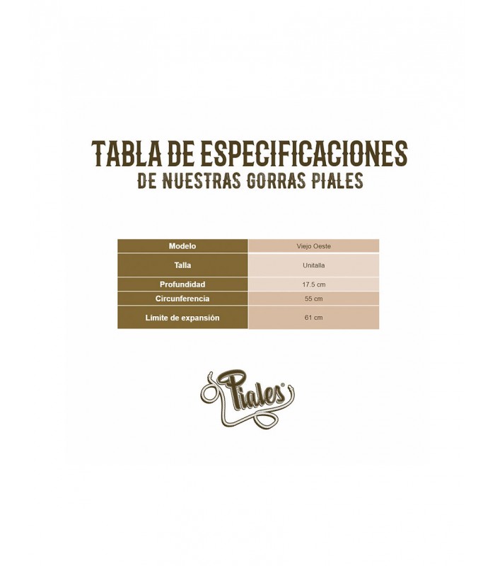 PIALES gorra unisex Viejo Oeste